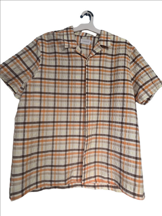 Topman Other - Topman Orange & Cream Short-Sleeve Plaid Button-Down XL Casual Y2K Grandpacore